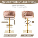 SERENITà Modern Velvet Breakfast Bar Stools Swivel Barstools Adjustable Counter Stools with Backrest Set of 2 Pink
