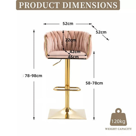 SERENITà Modern Velvet Breakfast Bar Stools Swivel Barstools Adjustable Counter Stools with Backrest Set of 2 Pink