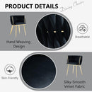 SERENITà Black Modern Hand Weaving Dining Chairs,Velvet Upholstered Side Chairs with Gold Legs, Chic Vanity Chairs with Armrest, Accent Chair for Dining Room, and Cafe Set of 2