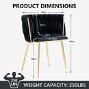 SERENITà Black Modern Hand Weaving Dining Chairs,Velvet Upholstered Side Chairs with Gold Legs, Chic Vanity Chairs with Armrest, Accent Chair for Dining Room, and Cafe Set of 2