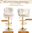 SERENITà Swivel Bar Stools Set of 2 Counter Height Barstools with Back Velvet Upholstered Adjustable Stool Chair Min Century Modern Bar Stool for Kitchen Island (Ivory)