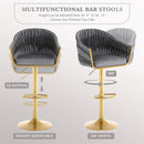 SERENITà GP1863 Modern Velvet Breakfast Bar Stools Swivel Barstools Adjustable Counter Stools with Backrest (Gold-Grey)