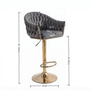 SERENITà GP1863 Modern Velvet Breakfast Bar Stools Swivel Barstools Adjustable Counter Stools with Backrest (Gold-Grey)