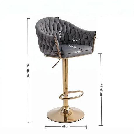 SERENITà GP1863 Modern Velvet Breakfast Bar Stools Swivel Barstools Adjustable Counter Stools with Backrest (Gold-Grey)