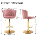 SERENITà Swivel Bar Stools Bar Height Set of 2 Adjustable Upholstered Counter Barstool Velvet Bar Chairs with Back/Gold Base for Kitchen Island/Bar/Cafe-Pink