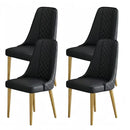 VELLUTO Golden Frame Mid Century Modern Dining Chair Faux Leather Side Chair Upholstered Dining Chairs Set of 2