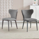 VELLUTO Modern Kitchen Dining Room Chairs Faux Leather Flannel Accent Chairs Metal Vanity Lounge Chair with Back for Living Room Set of 2