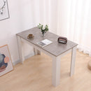 Grey Rectangular Dining Table with 4x Green Velvet Chairs