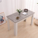 Grey Rectangular Dining Table with 4x Green Velvet Chairs