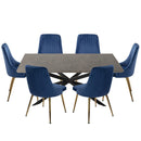 Dining Delight: Rectangular Table and Navy Velvet Chairs Dining Set