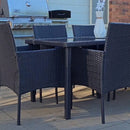 Outdoor Minimalist Black Wicker 6-Seater Dining Set