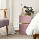 2X Side Table Storage Ottoman - Velvet Padded Stool Vanity Footstool REMI Pink