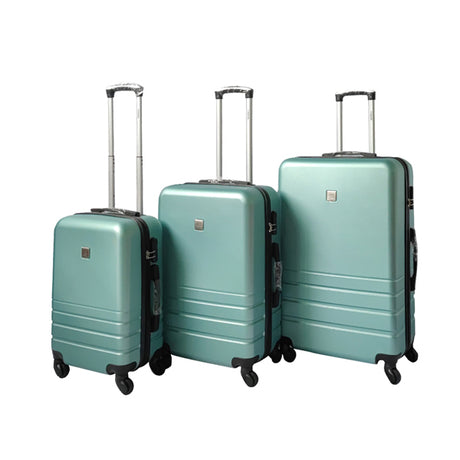 Green ABS Luggage Suitcase Set 3 Code Lock Travel Carry  Bag Trolley S M L
