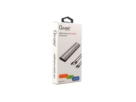OXHORN UM-311S USB C 3.2 Gen 2 M.2 NVMe Enclosure Silver