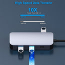 BENFEI 335GY USB-C Hub with Triple Display, 8-in-1 Docking Station (100W PD, Dual 4K HDMI, VGA, 3x USB 3.0)