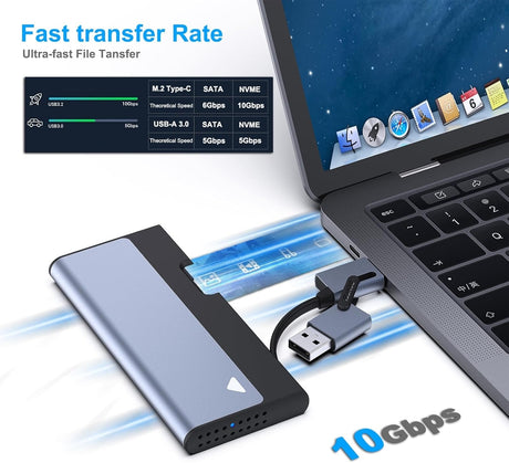 BENFEI 345GY M.2 NVME SATA SSD Enclosure, 10 Gbps USB Type-C/Type-A to NVME PCI-E SATA M-Key/(B+M)