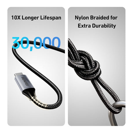 BENFEI 000383GY USB-C to USB-C Cable (4K@120Hz), 100W PD Fast Charging, 10Gbps Data Transfer for I-phone 15/16/17 and Samsung / Google phone 1M