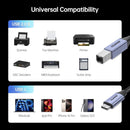 BENFEI 405GY-2M USB B to USB C Printer Cable, Nylon Braided, Premium Aluminium Alloy Case 2M