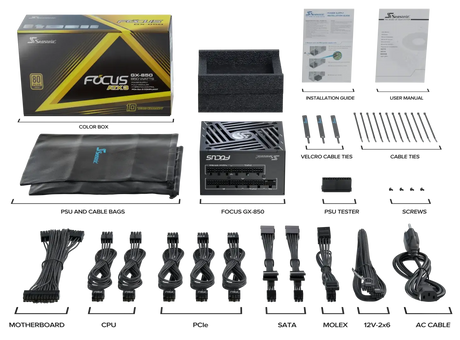 Seasonic 850W Focus GX-850 V4 Fully-Modular 80 PLUS Gold ATX3.1/PCIe 5.1 PSU SRP-FGX851-A5A32SF