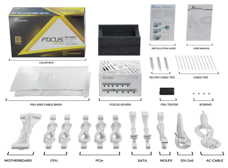 Seasonic 850W Focus GX-850 V4 WHITE Fully-Modular 80 PLUS Gold ATX3.1/PCIe 5.1 PSU
