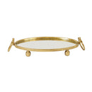 Eliza Oval Iron Mirror Tray with Handles - Gold
