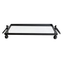 Eliza Small Rectangle Iron Mirror Tray with Handles - Black