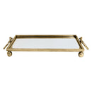 Eliza Small Rectangle Iron Mirror Tray with Handles - Gold