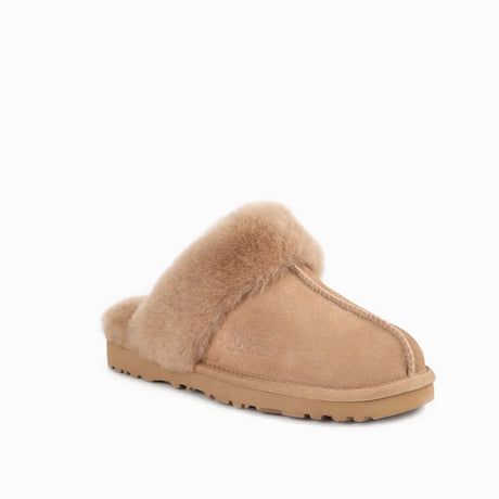 Ugg Slippers Premium Australia Sheepskin Unisex Scuffette Suede (Unisex Cow Suede) (BRONZE, EU41)