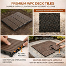 10PCS Interlocking Patio Deck Tiles 30cm x 30cm Outdoor Wood Flooring for Patio Garden Balcony Poolside Walnut