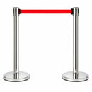 2 Pack Queue Barrier Stanchion Posts Retractable Belt Crowd Control Safety Barrier Silver Red