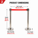 2 Pack Queue Barrier Stanchion Posts Retractable Belt Crowd Control Safety Barrier Silver Red