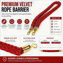Premium Velvet Rope Barrier Queue Rope with Gold Hooks Red 150cm VIP Crowd Control Rope