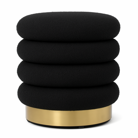 Interior Ave - Roma Round Velvet Ottoman / Footstool – Black