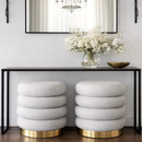 Interior Ave - Roma Round Milan Ottoman / Footstool – Off White