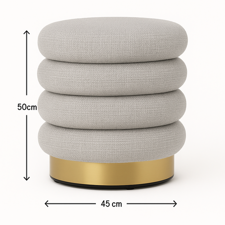 Interior Ave - Roma Round Milan Ottoman / Footstool – Off White