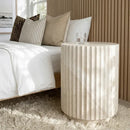 Vera Fluted Stone Side Table - Matte Natural Stone