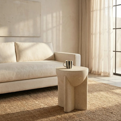 Interior Ave - Zelda Sculptural Stone Side Table – Sand Textured Accent