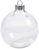 10 x Glass Bauble 8cm Diameter Round Clear with Silver Cap - table or tree centrepice personal memory theme craft gift