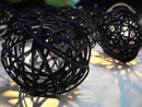1 Set of Black 5cm Rattan Cane 20 Ball Battery Powered 3m String Lights Christmas Gift Home Wedding Party Bedroom Decoration Table Centrepiece