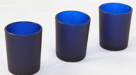 40 Pack Blue Frosted Glass Votive Tealight Candle Holders House Party Cenrepiece Xmas Wedding Decor Glass Candlestick Party Decorations Bridal Baby Shower Event