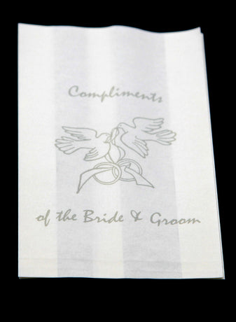 100 Pack Wedding Cake Bags Greaseproof Wax Paper Slice Take Home Favour Silver Doves
