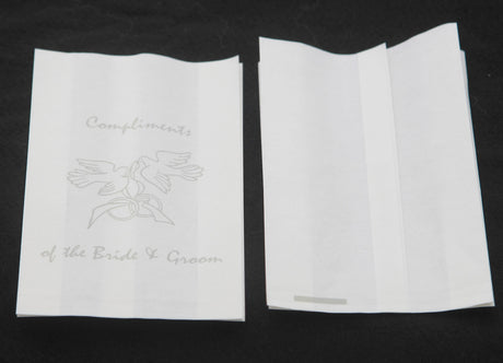 100 Pack Wedding Cake Bags Greaseproof Wax Paper Slice Take Home Favour Silver Doves