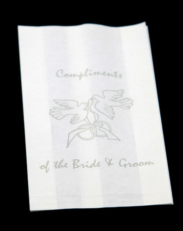 50 Pack Wedding Cake Bags Greaseproof Wax Paper Slice Take Home Favour Silver Doves