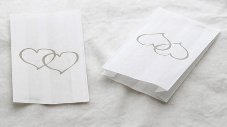 50 Pack Wedding Cake Bags Greaseproof Wax Paper Slice Take Home Favour Large Silver Heart