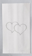 50 Pack Wedding Cake Bags Greaseproof Wax Paper Slice Take Home Favour Large Silver Heart