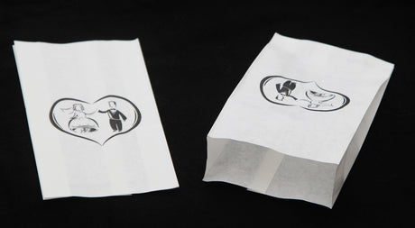 50 Pack Wedding Cake Bags Greaseproof Wax Paper Slice Take Home Favour Bride Groom in Heart