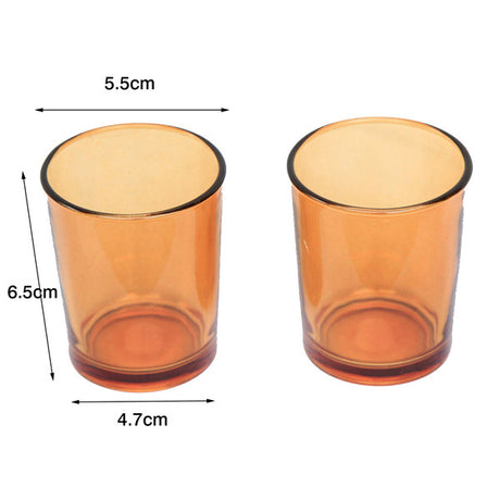 10 Pack Orange Glass Votive Tealight Candle Holders House Party Cenrepiece Xmas Wedding Decor Glass Candlestick Party Decorations Bridal Baby Shower Event
