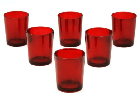 10 Pack Red Glass Votive Tealight Candle Holders House Party Cenrepiece Xmas Wedding Decor Glass Candlestick Party Decorations Bridal Valentines Event