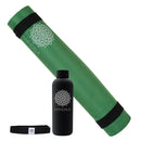 Mandala Yoga Mat Premium Bundle, Includes Yoga Mat 188cm H x 61cm W, Yoga Strap & Steel Hydration Bottle - Jade Green