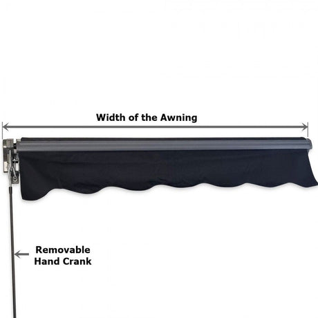 2.92m Black Fabric/Dark Grey Frame Manual Retractable Folding Arm Awning